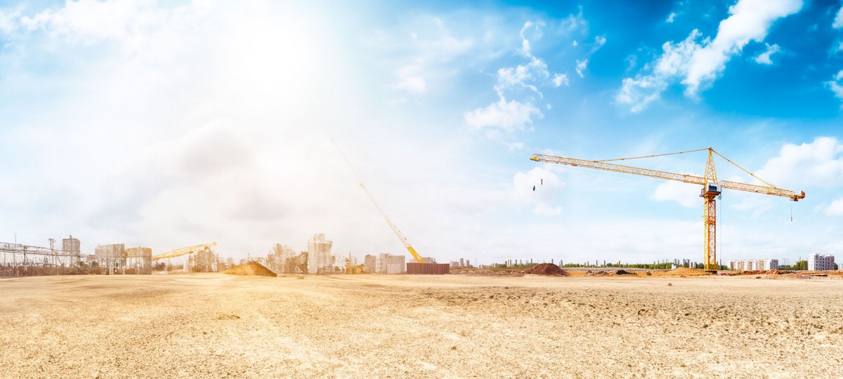 Single crane on construction site