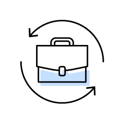 Icon of a bag and arrow
