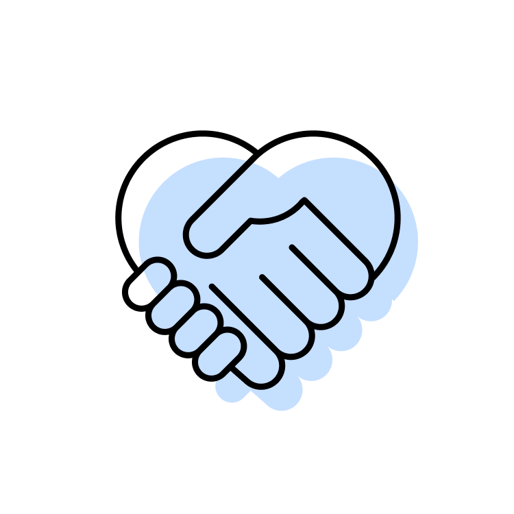 Icon of two hands shaking forming a heart