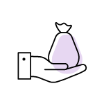 Icon of a hand holding a bag of money