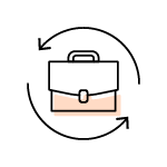 Icon of a work bag with arrows