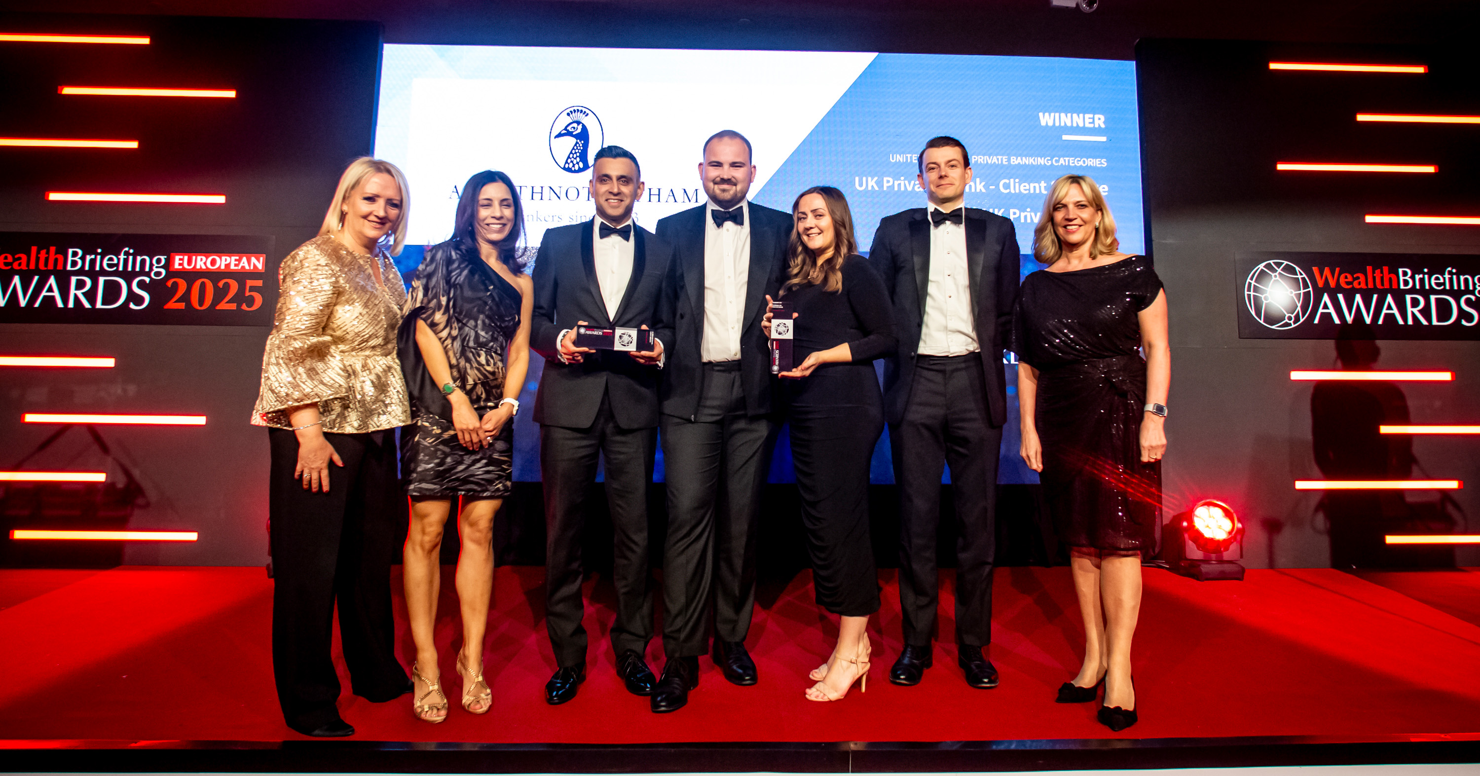 Arbuthnot Latham team receiving Wealth Briefing Awards 2025