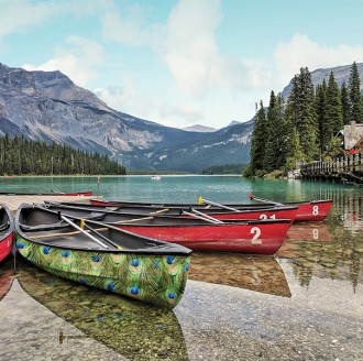 Canoe by lake