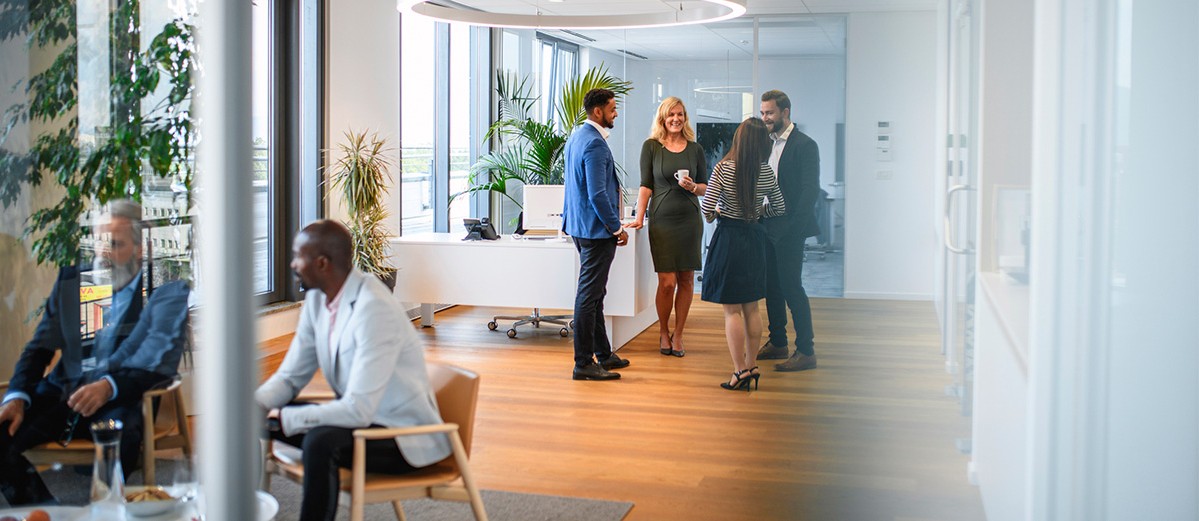 Conversation Groups on Break from Corporate Business Seminar