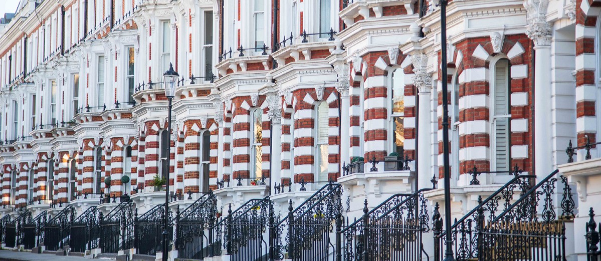 Period terraced houses on Hornton Street, Kensington