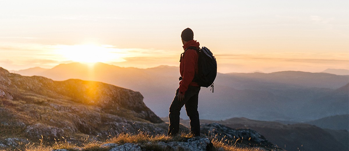 In the mountains watching the sunrise