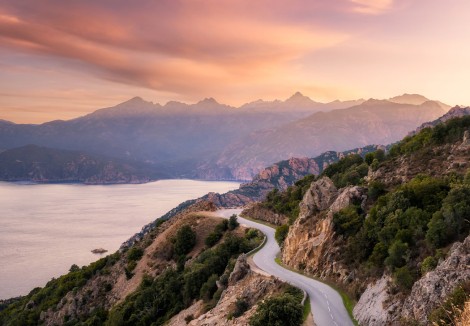 Winding road cliffs