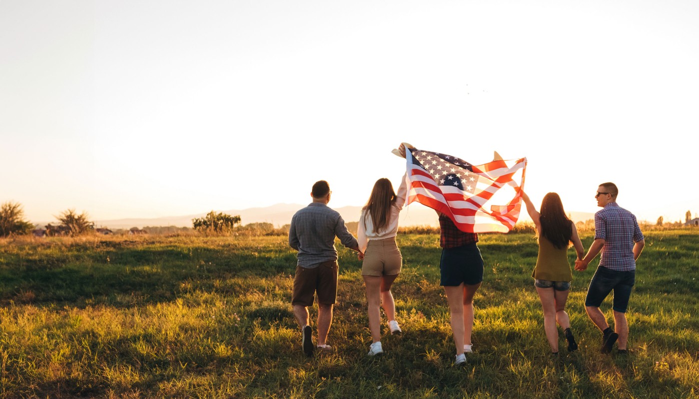 Holding a flag