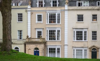 English terraced houses around Brandon Hill in Bristol, England
