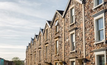 Stone terraced houses in Clifton, Bristol, England