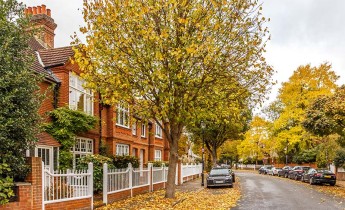Chiswick suburb street in autumn, London, England